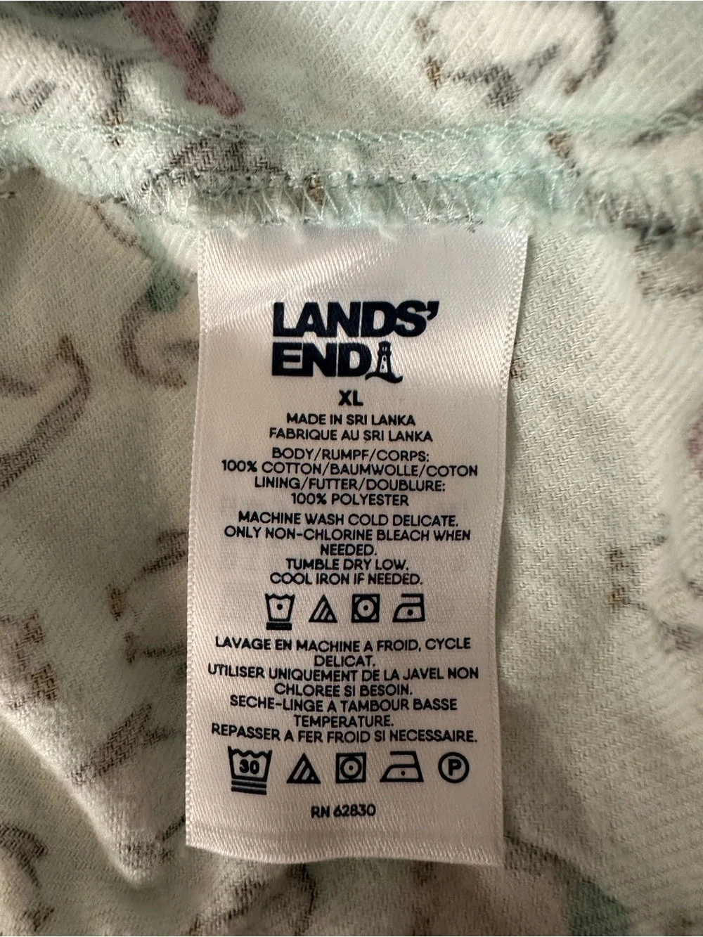 Dog Pajama-Lands' End Mint Green Penguin-Print Short Sleeve
